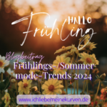 Ein toller Sonnenaufgang über einem Blumenfeld. Blogbeitrag Frühlings-/Sommermode-Trends 2024 und Blogadresse.