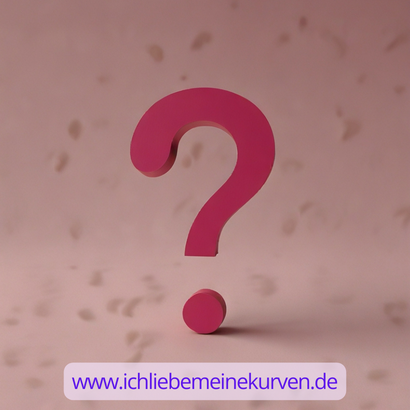 Bild: Ein großes, rotes Fragezeichen auf rosa Hintergrund. Text: Blogadresse.